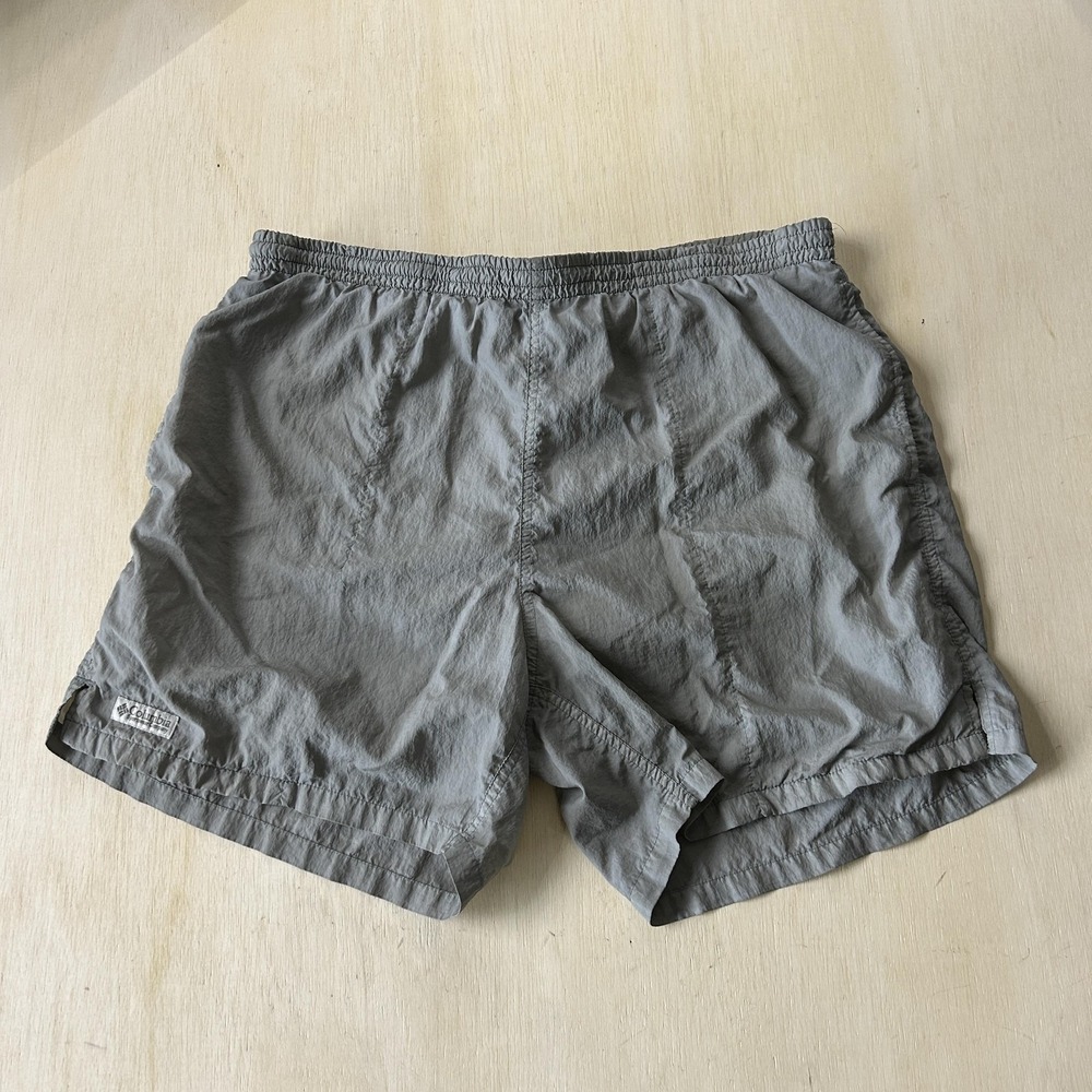 Columbia Swim Shorts Mens Large Gray Mesh Lined Elastic Waist Quick Dry Trunks